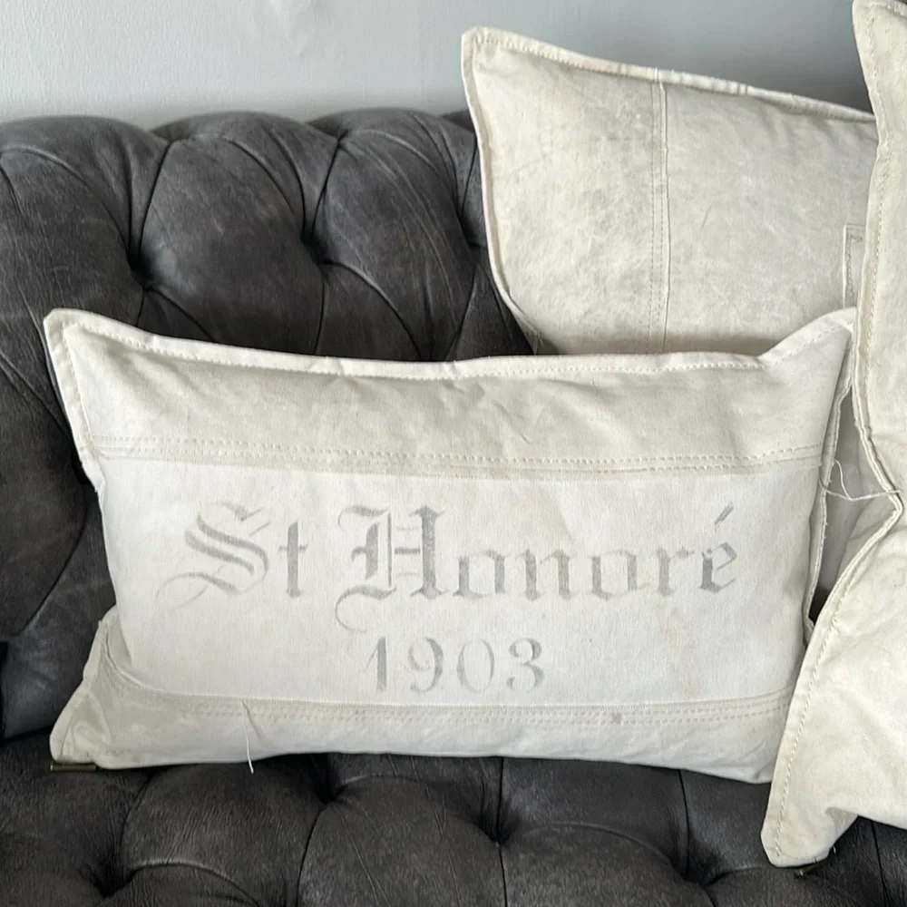 Restoration Hardware reclaimed salvaged cotton canvas pillow covers set of 3 new